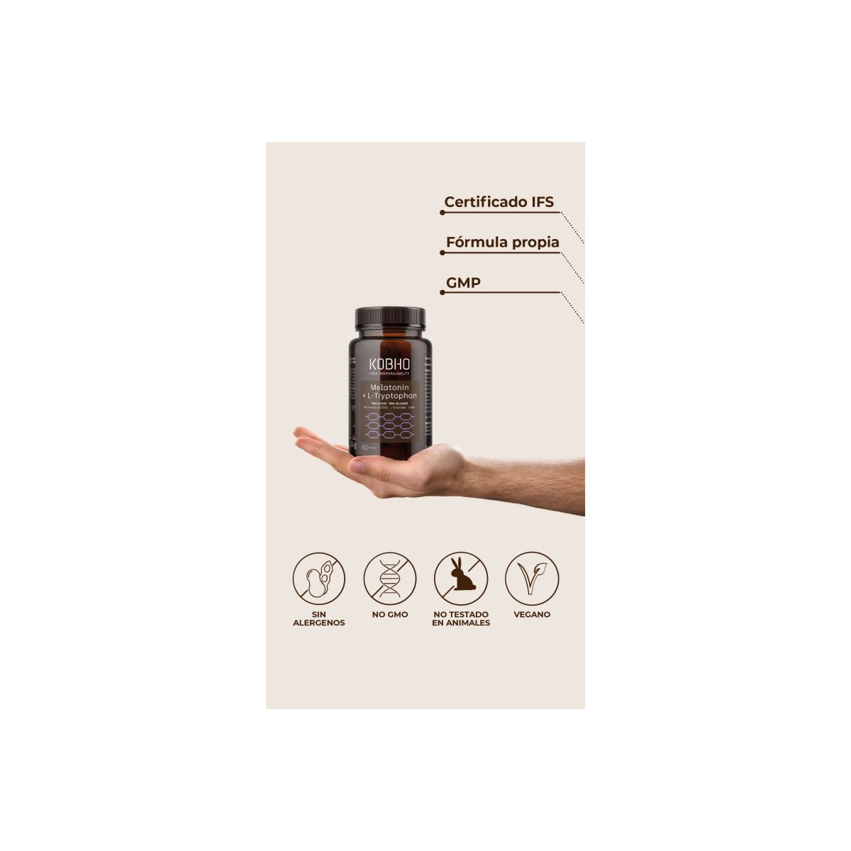KOBHO Melatonin + L-Triptophan 60 comprimidos
